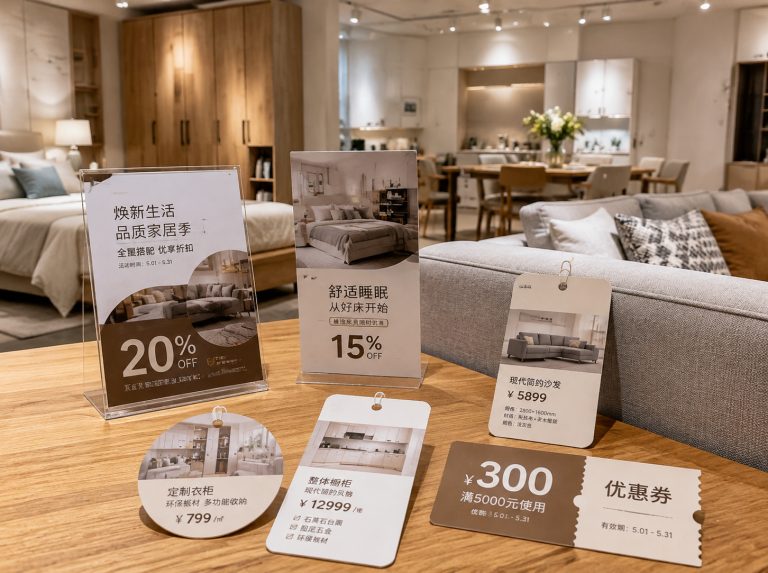 保定高新技术产业开发区家具门店单页海报与吊牌